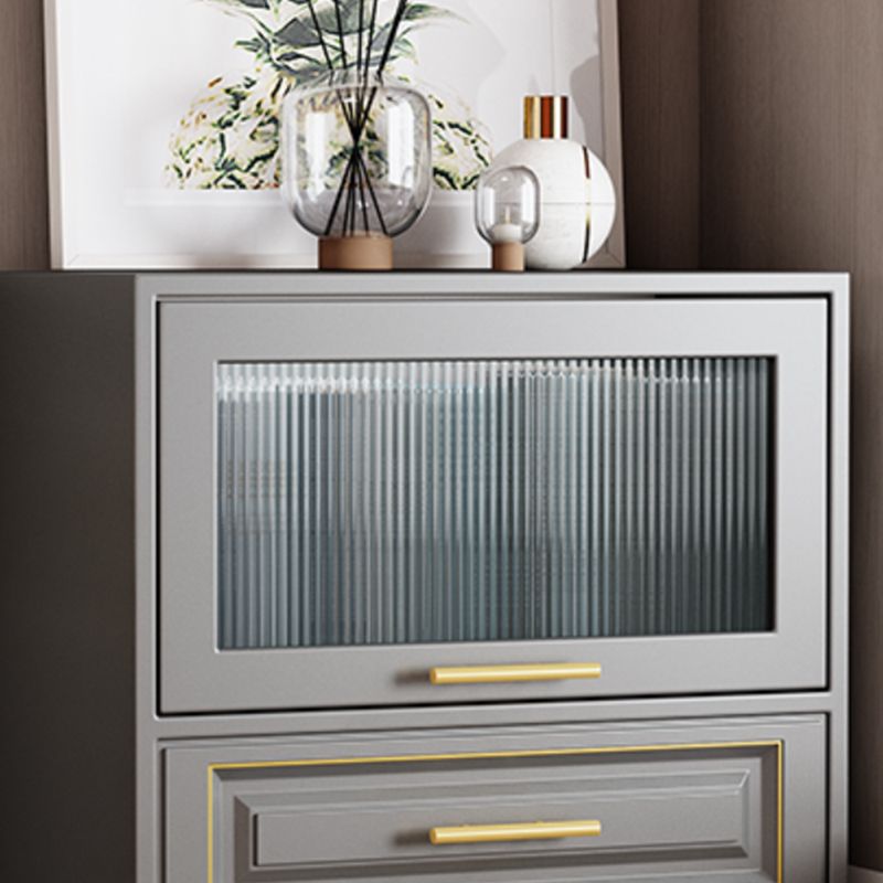 Contemporary Grey Cabinet with Glass Door and 2 Soft Close Drawers