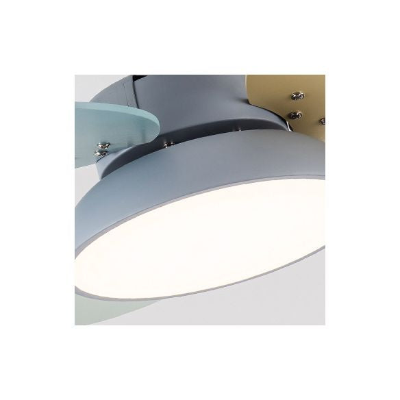 Kids Creative LED Pendant Light Wrought Iron Indoor Fan Chandelier with Acrylic Shade