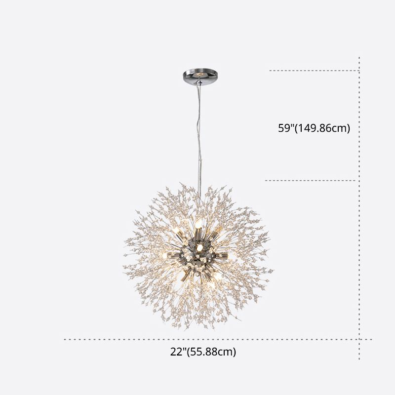 Contemporary Simplicity Style Dandelion Chandelier with Crystal Beads Shade Home Decorative Lighting Fixture for Dining Room