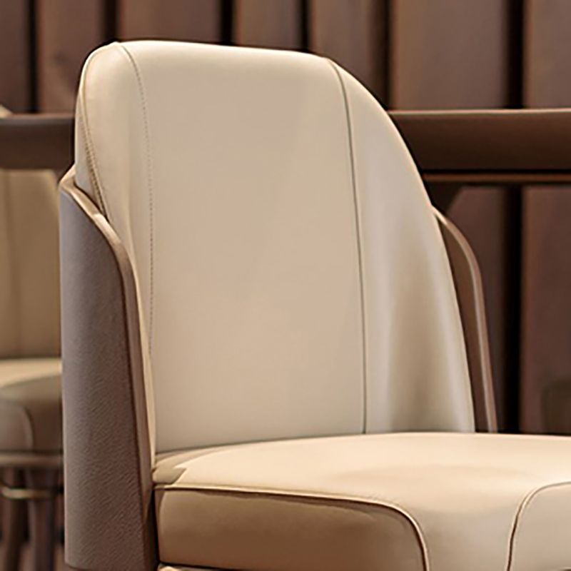 Sillas de comedor de cuero de estilo escandinavo, silla con respaldo sólido sin brazos y patas de madera