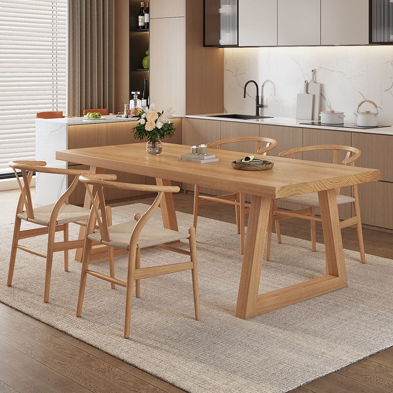 Modern Dining Set 1/3/4/5/6/7 Pcs Solid Wood Dining Table and Chairs in Natural