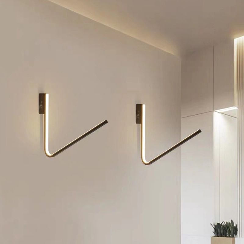 Minimalist V Shaped Wall Lamp Kit Silica Gel Corridor LED Sconce Lighting in Warm/White Light, Black/White