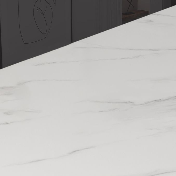 Modern Style Sintered Stone Dining Table with White Table and 4 Legs Base for Home Use