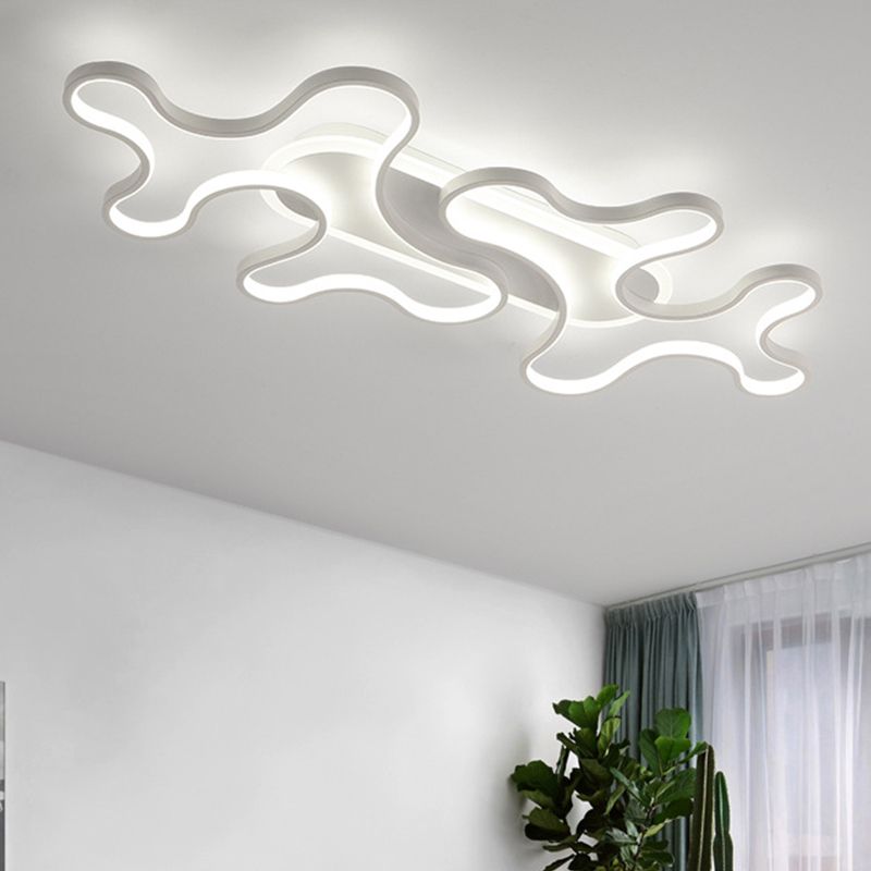 Wave Acrylic Flush Light Simple Style White White Mount Light Fixture in Warm/White Light