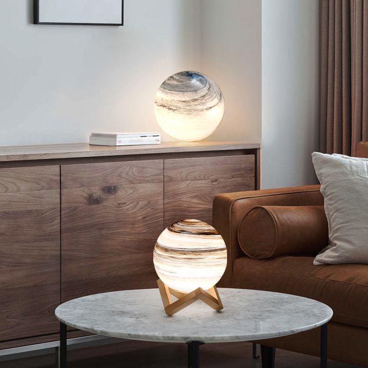 Lampada da tavolo da soggiorno in vetro a 1 lampadina con illuminazione notturna creativa e moderna