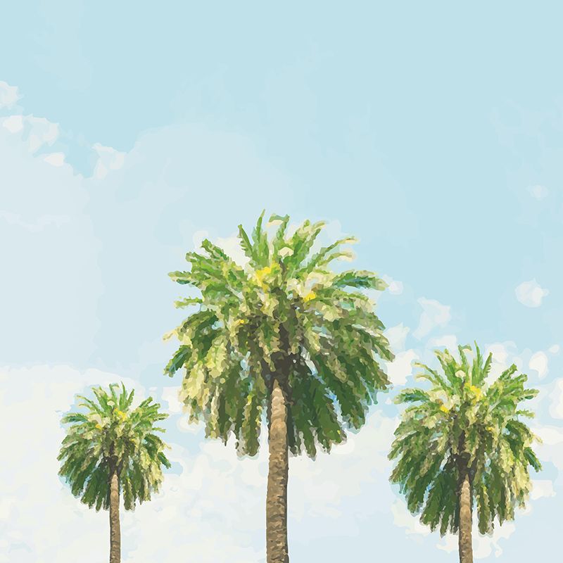 Tropical Plants Mural Tropical Style Mildew Resistant for Meeting Room