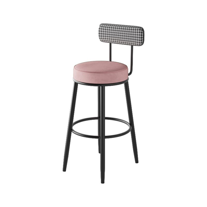 Scandinavian Matte Finish Velvet Counter Stool Footrest Coffee Shop Barstool