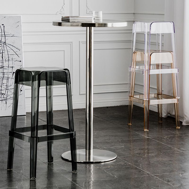 30" Height Backrest Armless Counter Stool Industrial Plastic Bistro Bar Chair with 4 Legs