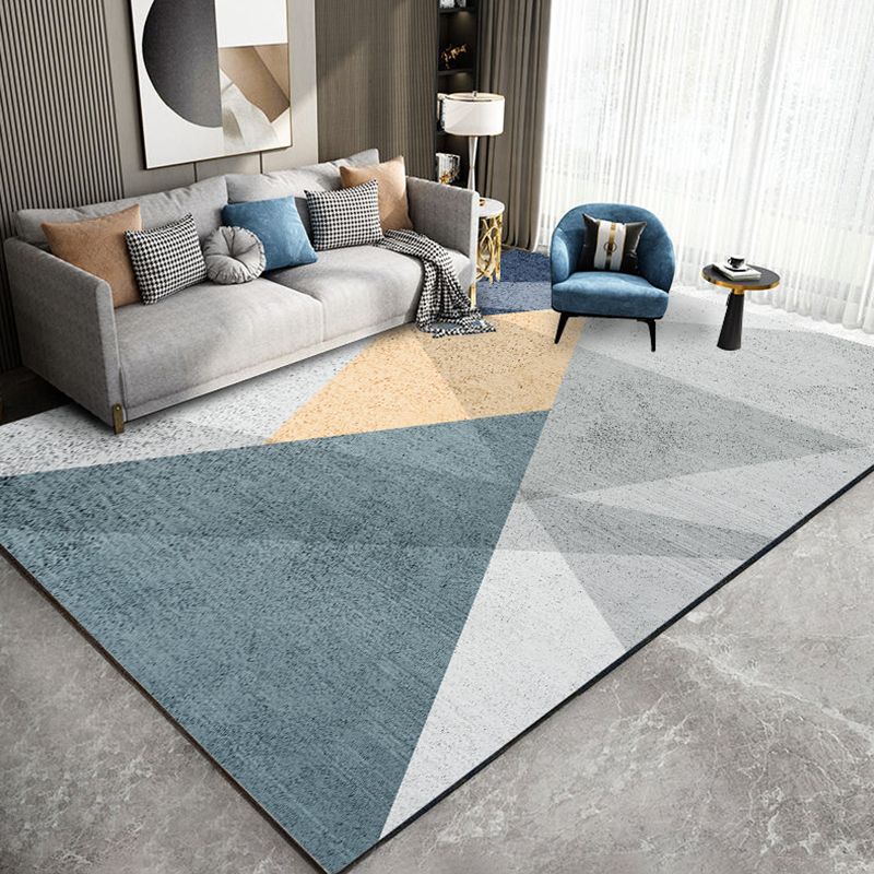 Multicolor Modern Area Rug Polyester Geometric Print Rug Non-Slip Backing Indoor Rug for Living Room