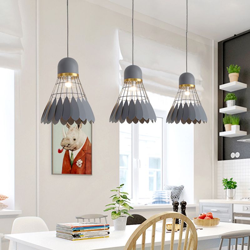 Badminton Hanging Lamp Artistry Metallic 1-Light Dinning Room Pendant Ceiling Light in White/Black/Grey
