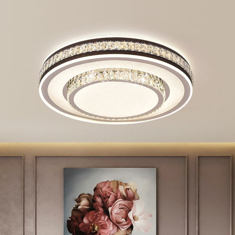 Crystal Block 2-Layer Circle Ceiling Flush Modernism LED Schwarz Flushmount Lighting