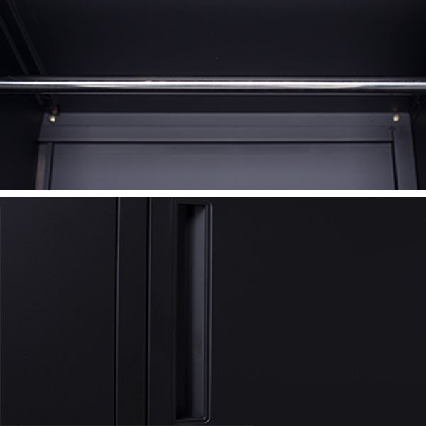 Black Steel Wardrobe Armoire Contemporary Hinged Wardrobe Cabinet