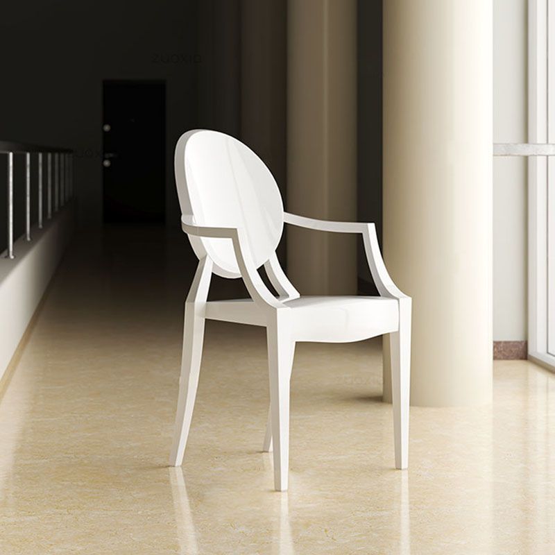 Sillón de comedor de plástico de estilo nórdico, silla lateral de comedor con respaldo abierto para uso doméstico