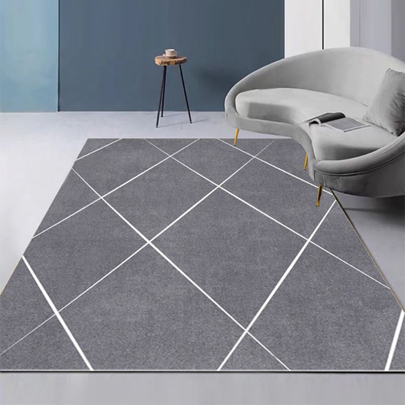 Simple Living Room Rug Multi Colored Geometric Printed Carpet Cotton Blend Non-Slip Easy Care Rug