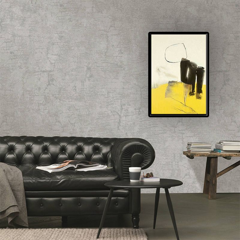 Abstract Canvas Wall Art Contemporary Textured Wall Decor in Yellow and Black for Room