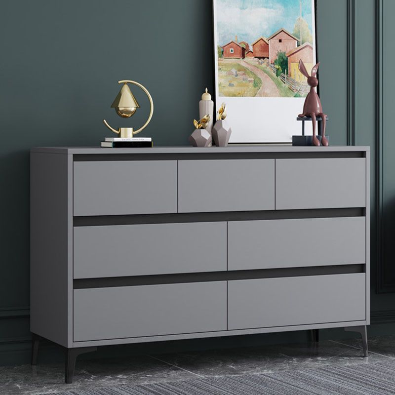 Modern Gray Storage Chest Soft-Close Drawers Wood Dresser for Bedroom