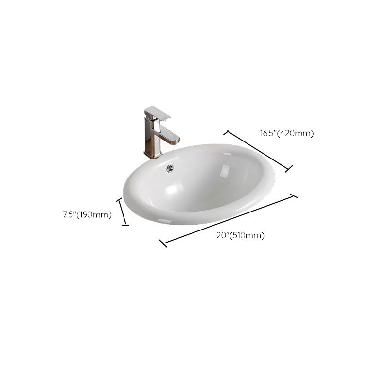 Contemporary Bathroom Sink with Pop-Up Drain Porcelain Oval-Shape Undermount Bathroom Sink