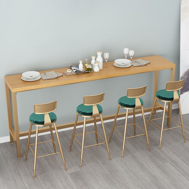 Glam Bar Height Table Solid Wood Top Bistro Bar Table with Gold Base