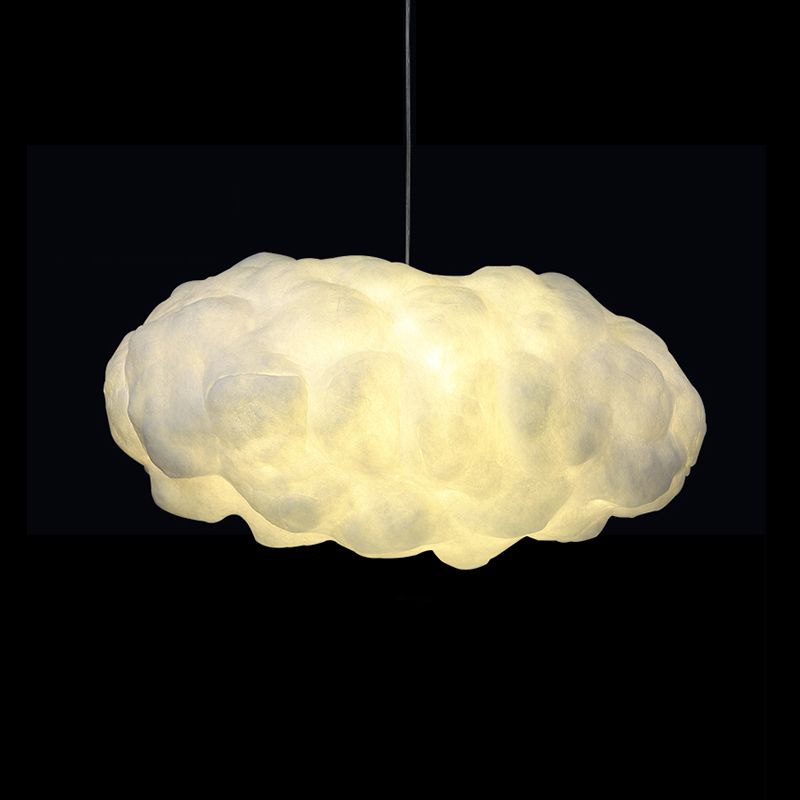 Cloud Restaurant Chandelier Lighting Plastic 5 Bulbs Artistic Pendant Light in White