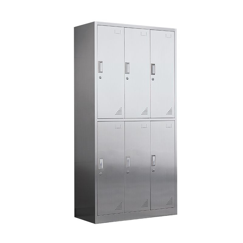 Modern Hinged Door Storage Cabinet Chrome Metal Armoire for Bathroom