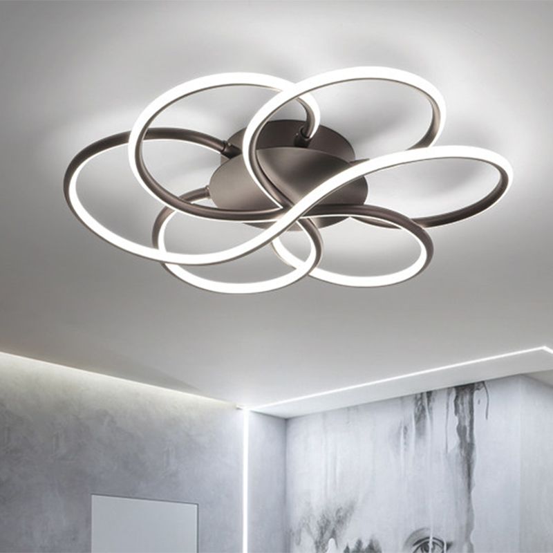 Aluminum Blossom Ceiling Flush Light Modern Brown LED Flushmount Lighting for Hotel