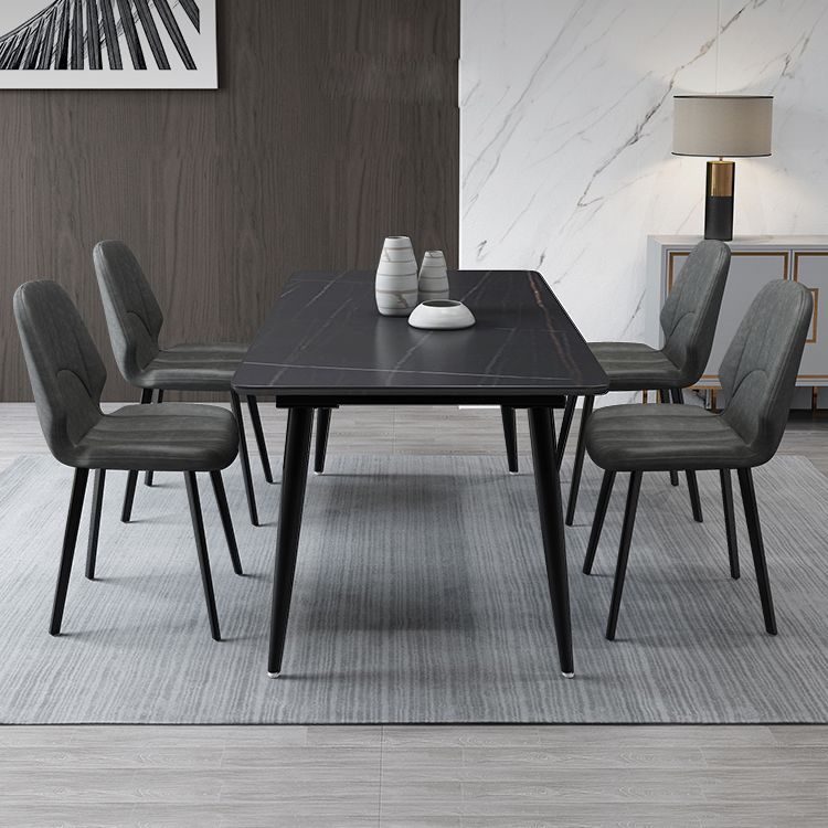 Contemporary Rectangle Dining Table Sintered Stone Dining Table in Black