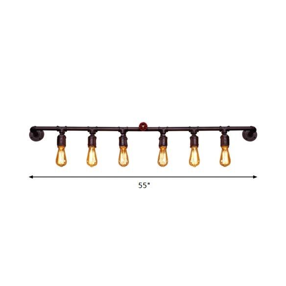 Eisen schwarzer Wand Licht gerade Rohr 2/4/6 Lampen Industrielle Wandleuchte für Wohnzimmer