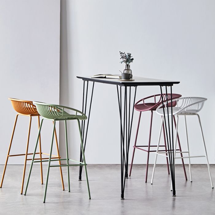 Contemporary Milk Tea Shop Footrest Matte Finish Metal Bar Stool