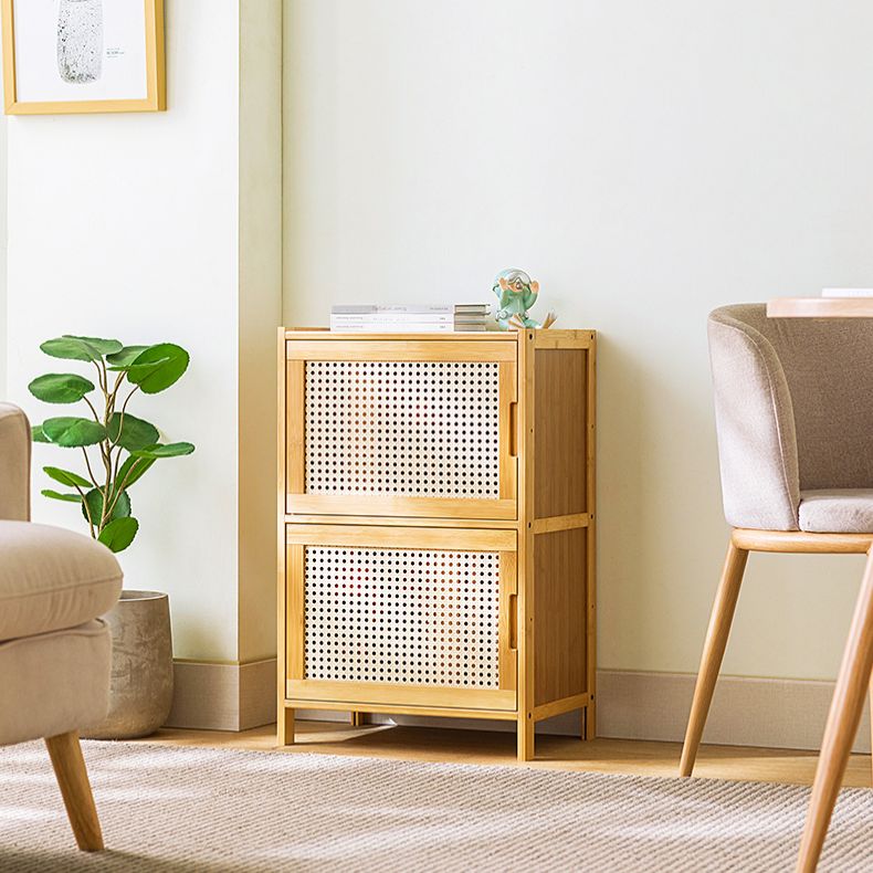 Scandinavian Accent Cabinet with Grooves Doors and Straight Legs