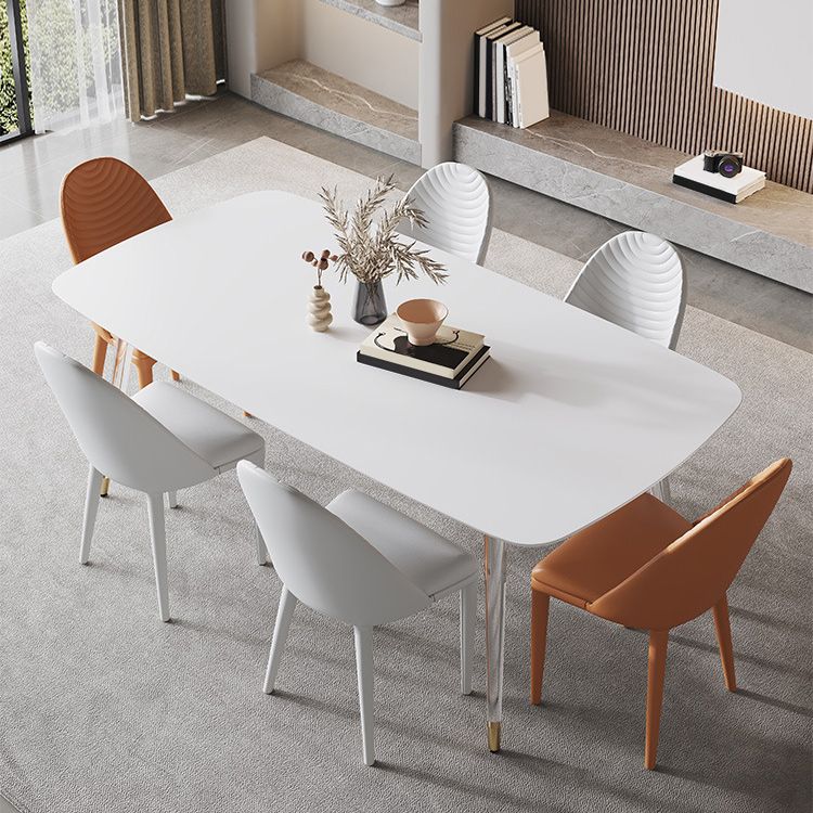 Medieval Rectangle Dining Table Sintered Stone Table with Plastic Legs