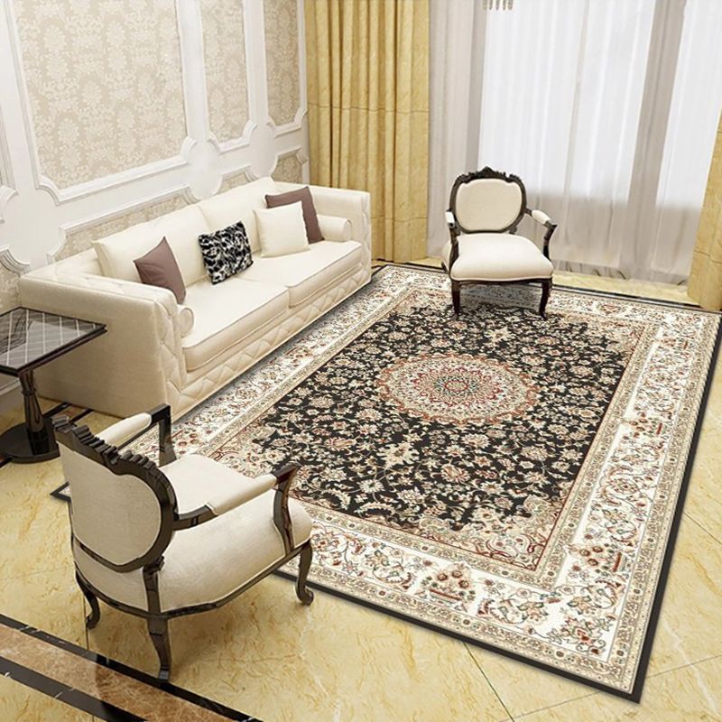 Moroccan Tile Indoor Rug Polyester Carpet Stain Resistant Area Carpet for Home Decoration