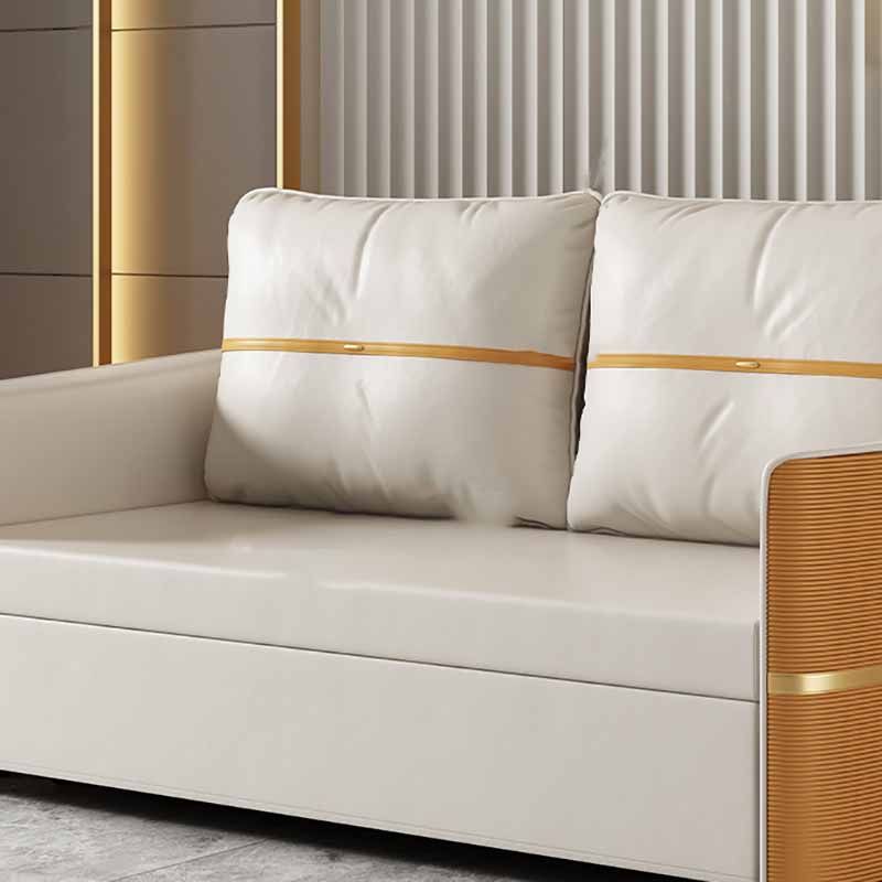 Faux Leather Convertible Sofa Bed with Pillows Seating with Storage
