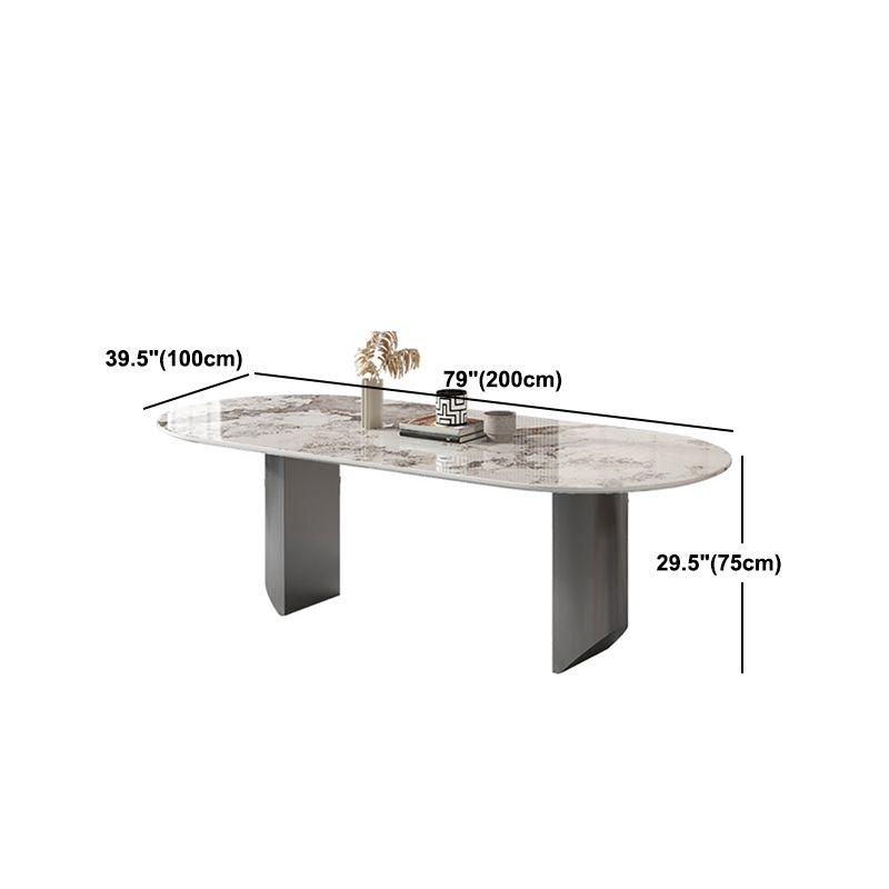 Stone Dining Table Traditional Luxury Dining Table with Double Pedestal