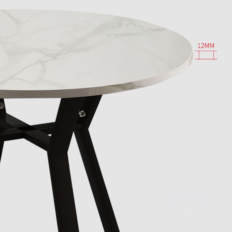 Fixed Modern Dinette Set 1/2/5 Pcs Round Stone Dining Table with Chairs
