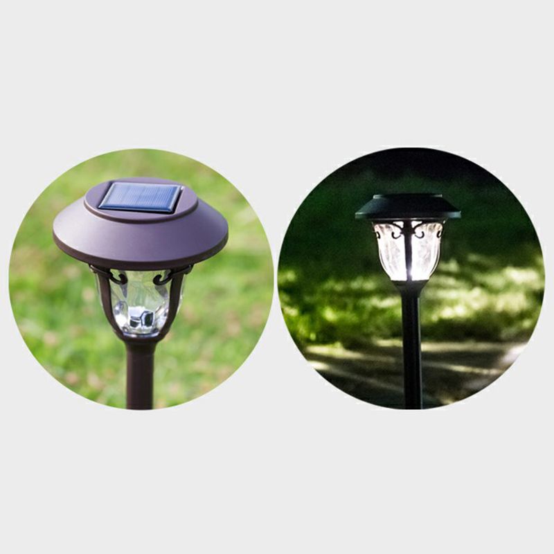 Clear Beveled Glass Bell Landscape Lamp Vintage Coffee LED Stake Lighting for Patio
