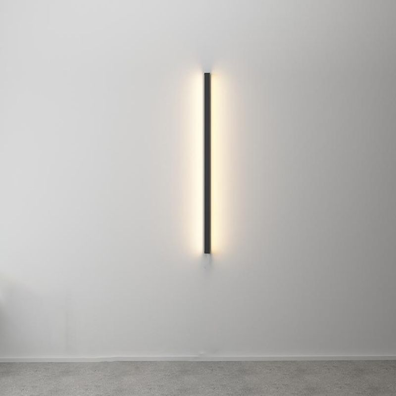 Linear Shape Metal Wall Light Modern 1-Light Wall Mount Lighting in Black