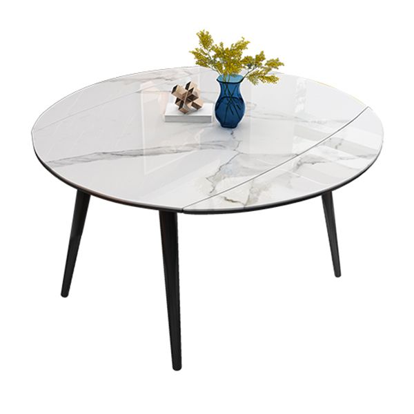 Meubles de style contemporain Table du site à manger ronde de 4 pieds avec feuille de goutte