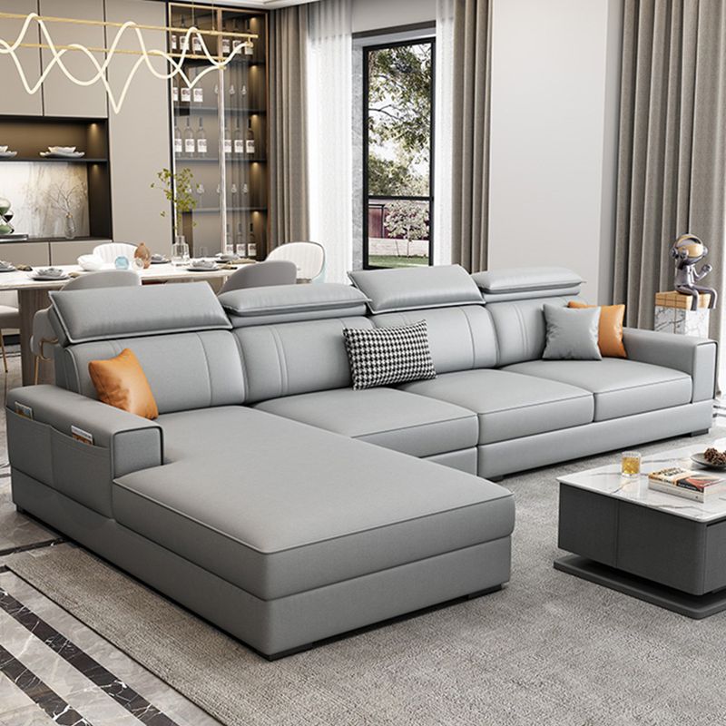 Stationary Faux Leather Living Room Seating Recessed Arm Cushions Nordic Sofa