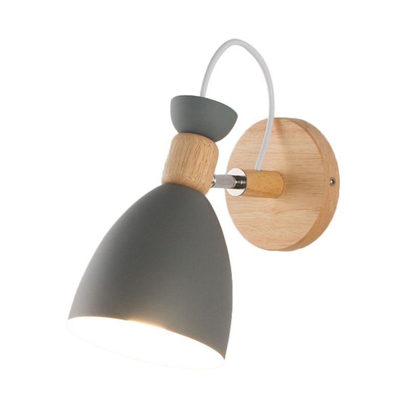 Camera da letto a forma di cupola luce parete metallica e lampada da parete in legno per macuon