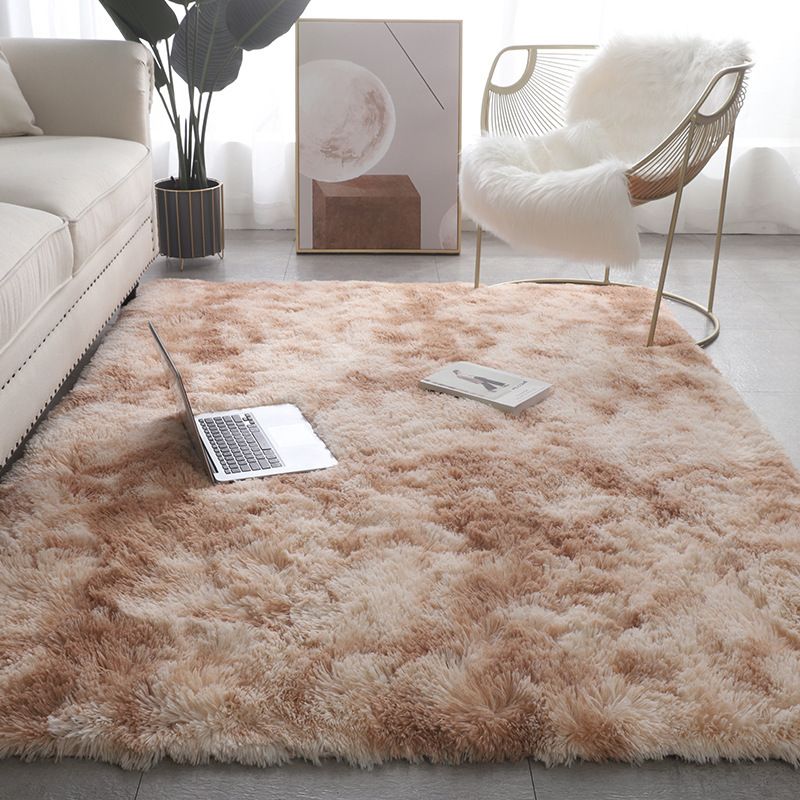 Simplicity Plain Living Room Carpet Modern Carpet Polyester Shag Rug with Non-Slip Backing