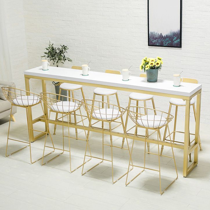 Glam 1/2/5/9 Pieces Bar Table Set Rectangle Bar Table with High Metal Stools for Home