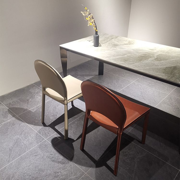 Faux Leather Dining Chairs Contemporary Chair with Metal Legs