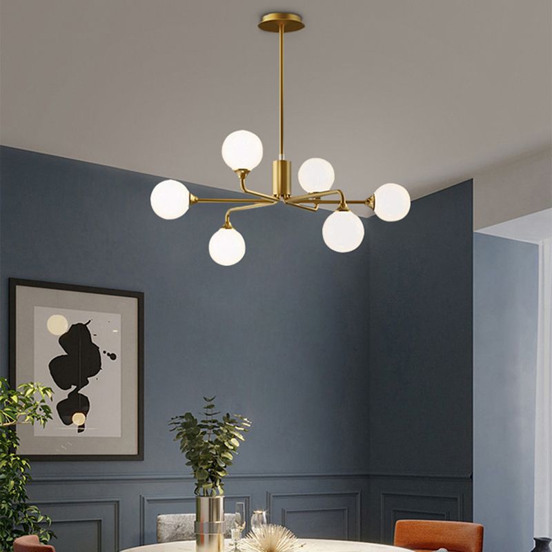 Lámpara de araña de la isla de oro de la isla de oro iluminación colgante de vidrio de estilo moderno para sala de estar