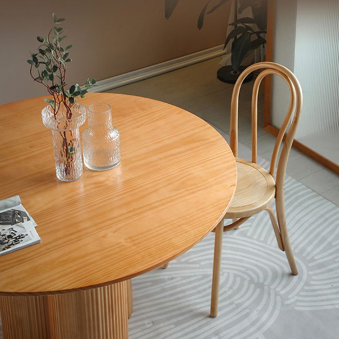 Eigentijdse ronde eettafel dennen vaste houten tafel met voetstukbasis voor thuiskeukendiner