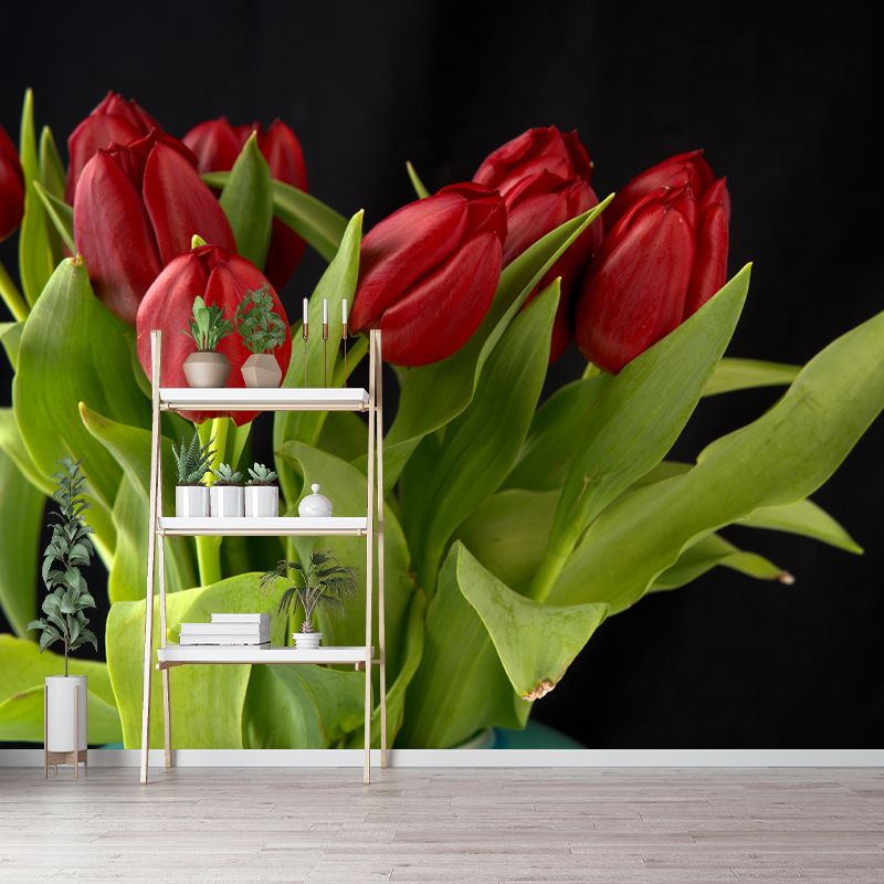 Tulip Mural Wallpaper Custom-Printed Flower Wall Covering for Sleeping Room