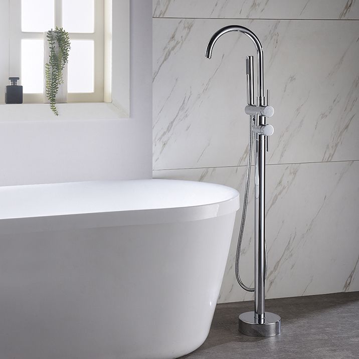 Modern Style Freestanding Bathtub Faucet Brass Floor Mounted Freestanding Faucet