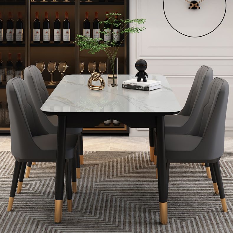 Dining Room Set Modern with Sintered Stone Dining Table and Cushion Chairs