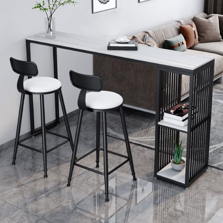 Modern 1/3 Pieces Bar Table Set Rectangle Stone Table with High Stools