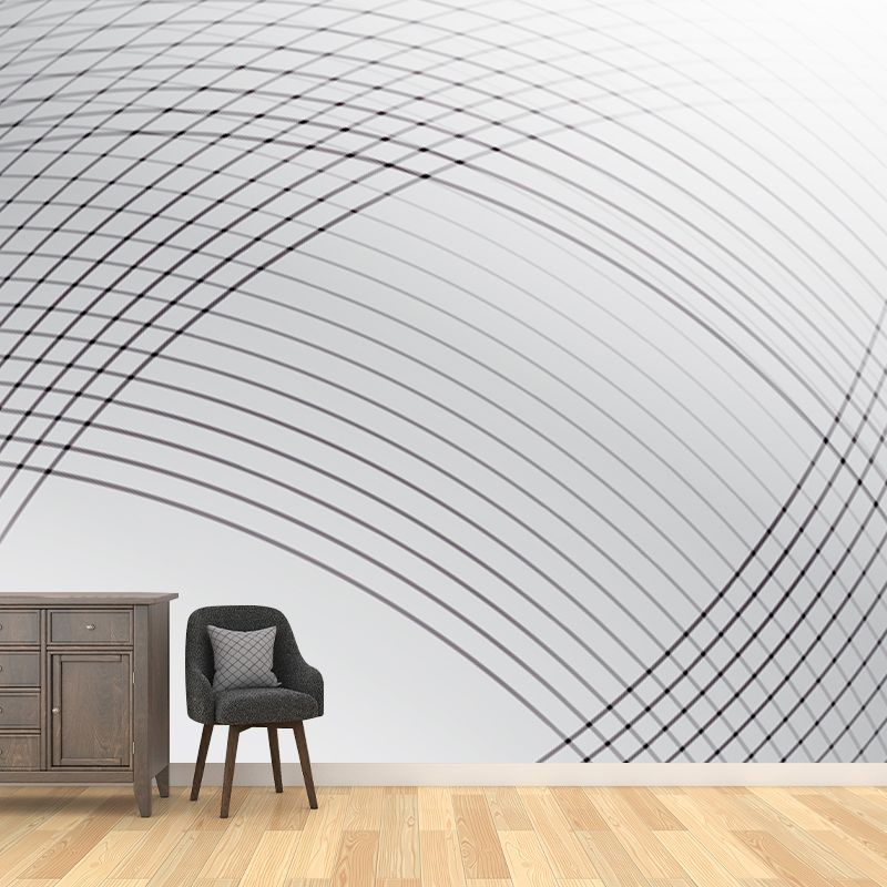 Whole Web Wall Paper Murals Modern Style Clean Line Art Wall Decor in Black on White