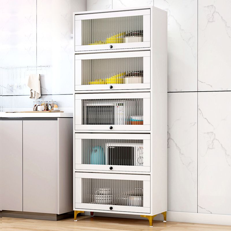 Glam Style Kitchen Server Tempered Glass Doors Buffet Server for Dining Room